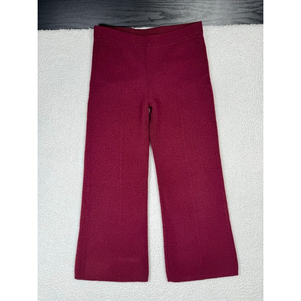 Sezane Wide Pants Women's Large Magenta - Merino Wool - Read